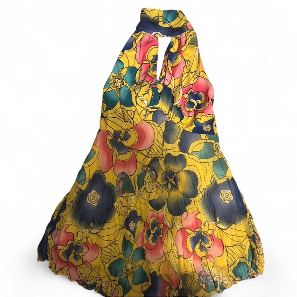 Y2K Bisou Bisou Floral Halter Top Size Medium
